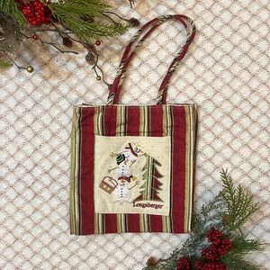 Collectible Longaberger Embroidered Snowmen Christmas Tote Bag